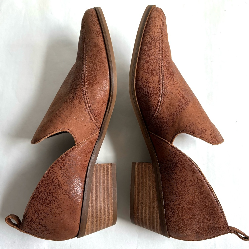 Lucky Brand Mahzan Loafer Slip On Leather Booties Toffee Color Brown Size 9 - Picture 10 of 17